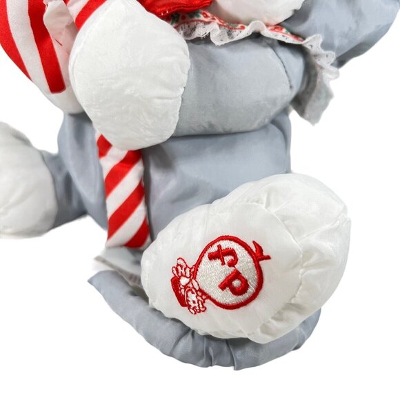 Vtg Fisher Price Gray Christmas Holiday Mouse Candy Cane Plush Nylon 13" 1987 - Picture 7 of 9